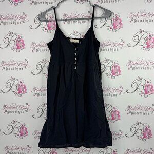 Propaganda dress buttons dark black grey ruffle Black Spaghetti Strap Dress